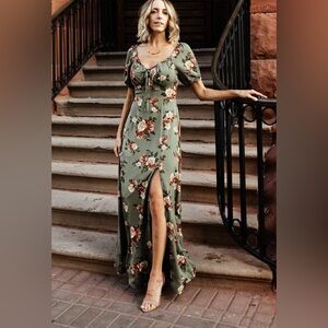 Baltic Born Sage Floral Angela Maxi Dress | Olive Rose Floral
